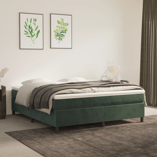 Struttura Letto a Rete a Molle Verde Scuro 160x200 cm in Velluto - homemem39