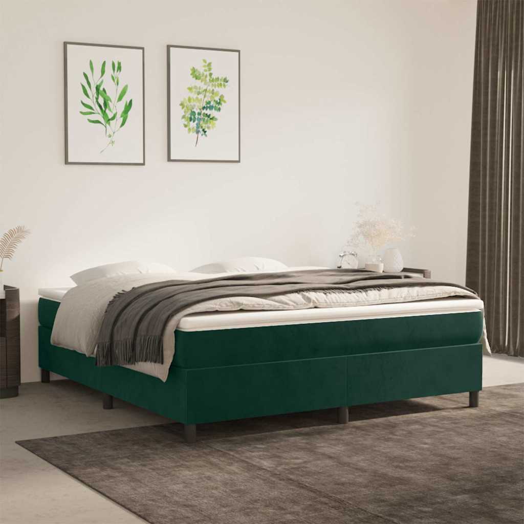 Struttura Letto a Rete a Molle Verde Scuro 160x200cm in Velluto