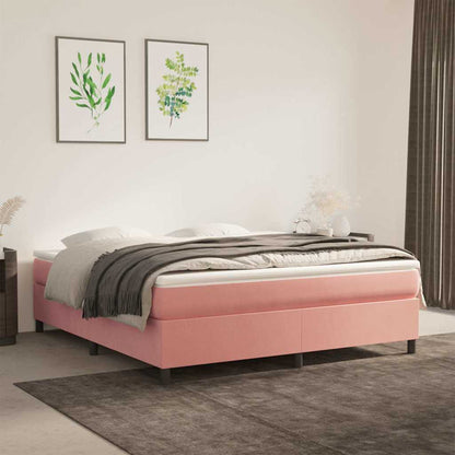 Struttura Letto a Rete a Molle Rosa 160x200 cm in Velluto
