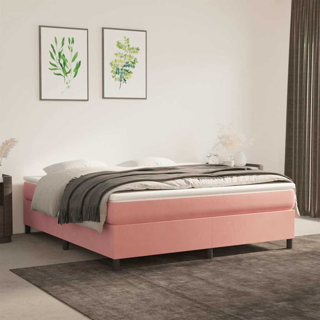 Struttura Letto a Rete a Molle Rosa 180x200 cm in Velluto