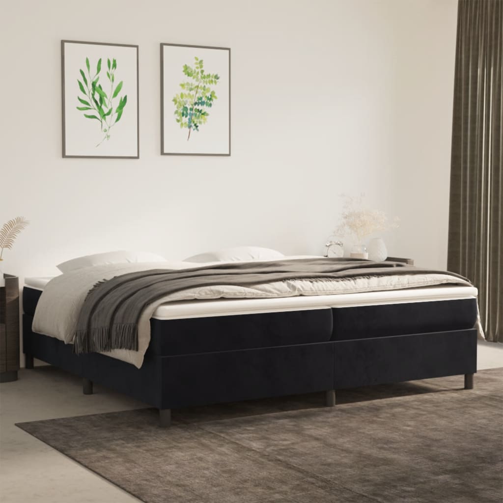 Struttura Letto a Rete a Molle Nero 200x200 cm in Velluto | homemem39