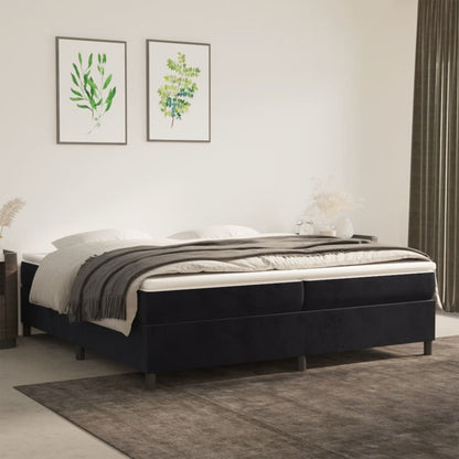 Struttura Letto a Rete a Molle Nero 200x200 cm in Velluto | homemem39