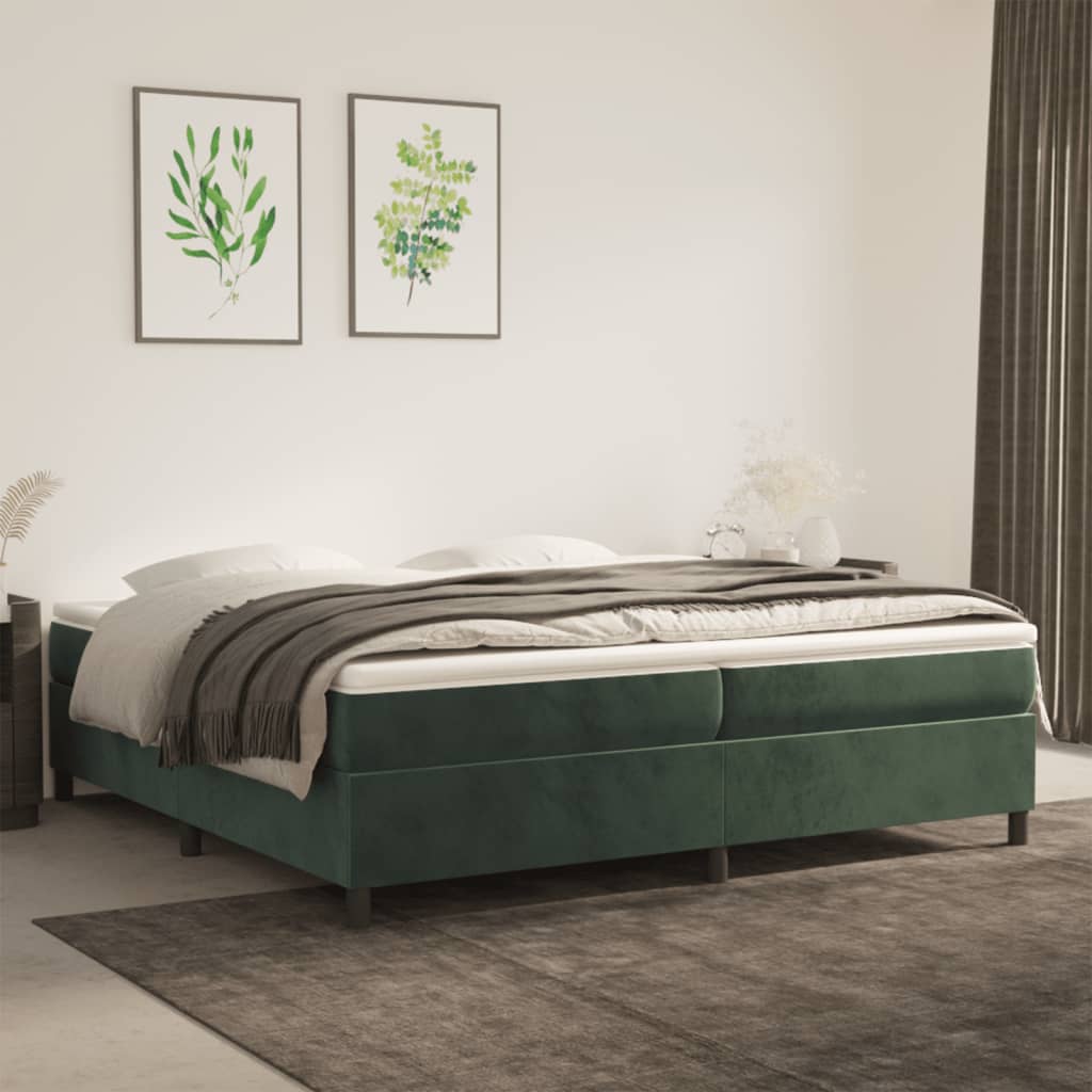 Struttura Letto a Rete a Molle Verde Scuro 200x200 cm in Velluto - homemem39