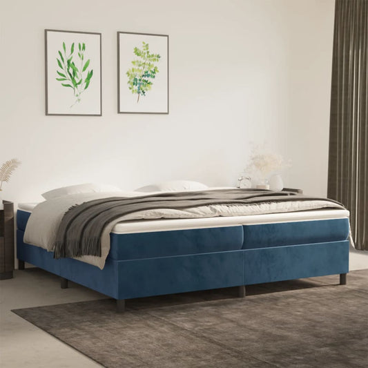 Struttura Letto a Rete a Molle Blu Scuro 200x200 cm in Velluto - homemem39