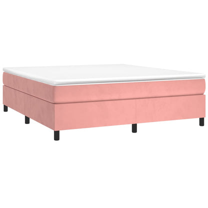 Struttura Letto a Rete a Molle Rosa 200x200 cm in Velluto - homemem39