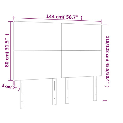 Testiere 4 pz Tortora 72x5x78/88 cm in Tessuto