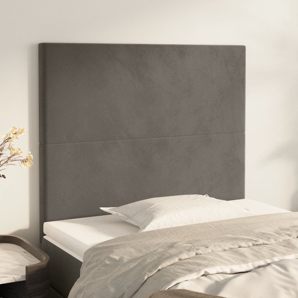 Testiera 2 pz Grigio Scuro 80x5x78/88 cm in Velluto - homemem39