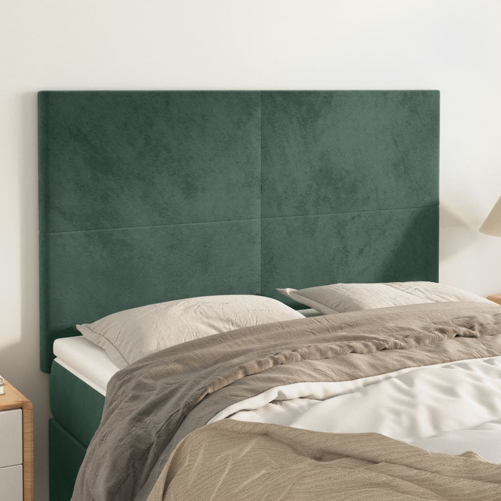 Testiere 4 pz Verde Scuro 72x5x78/88 cm in Velluto - homemem39