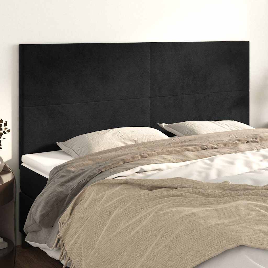Testiera Nera 160x5x118/128 cm Velluto | homemem39