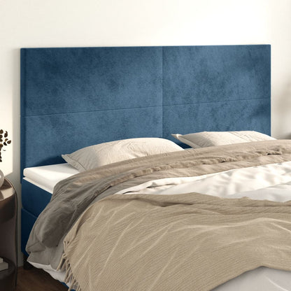 Testiera 4 pz Blu Scuro 80x5x78/88 cm in Velluto - homemem39
