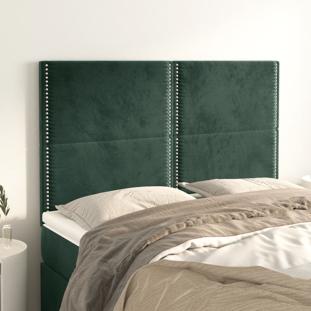 Testiere 4 pz Verde Scuro 72x5x78/88 cm in Velluto - homemem39
