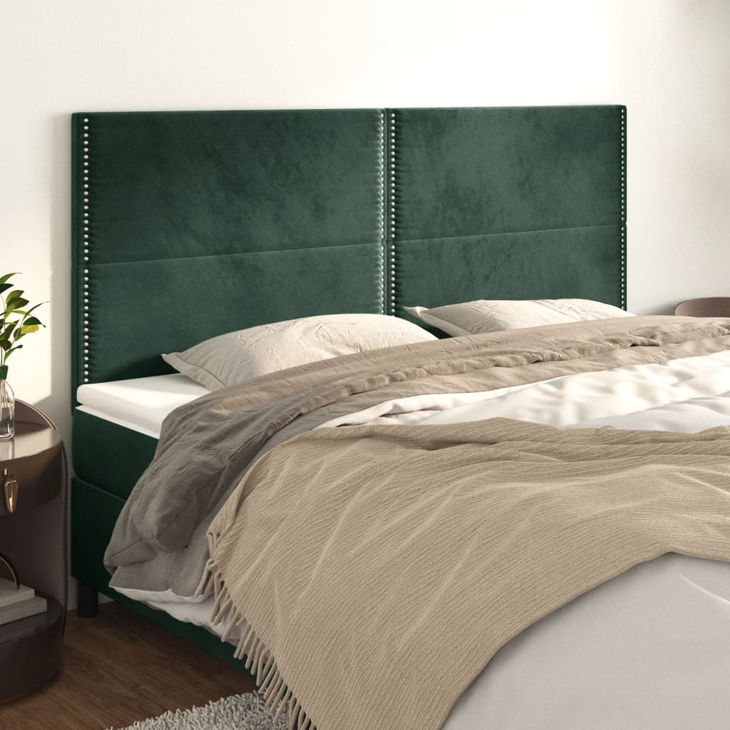 Testiere 4 pz Verde Scuro 100x5x78/88 cm in Velluto - homemem39
