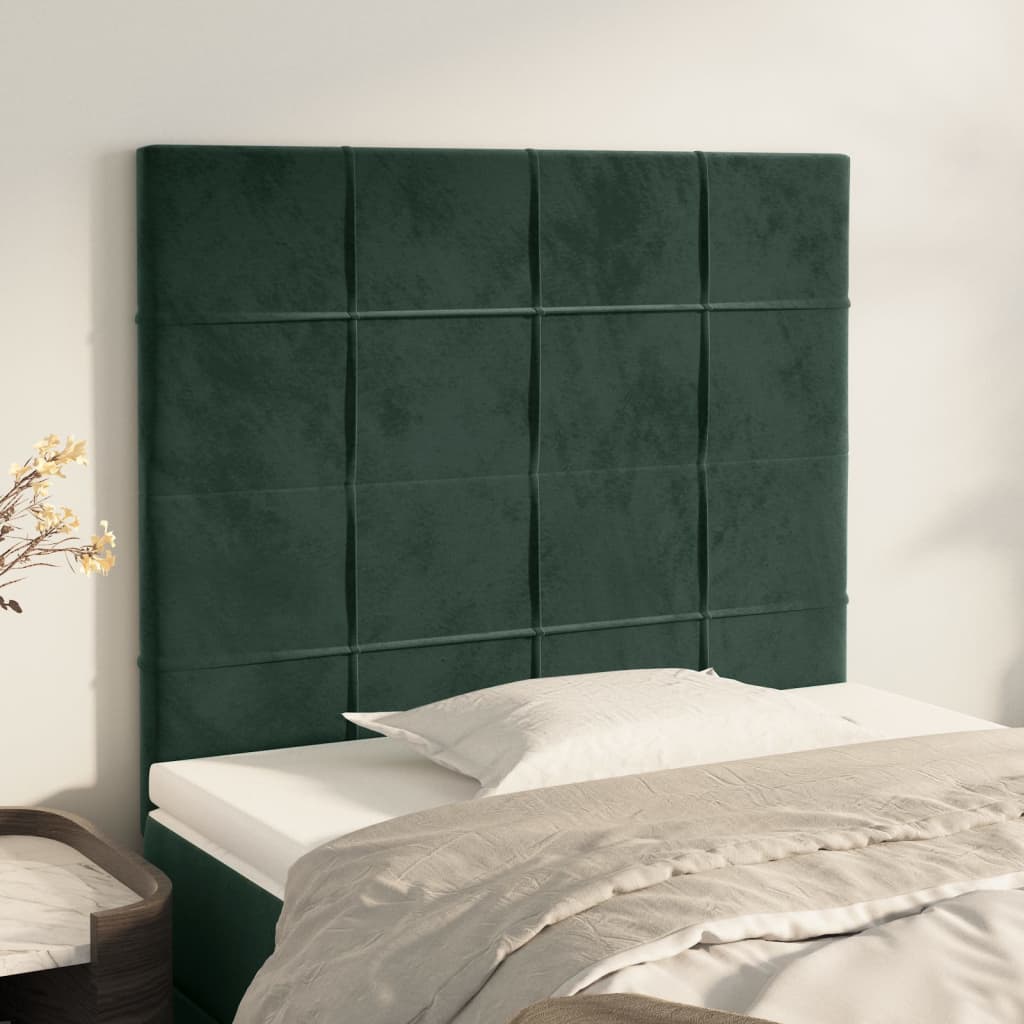 Testiera 2 pz Verde scuro 90x5x78/88 cm in Velluto - homemem39