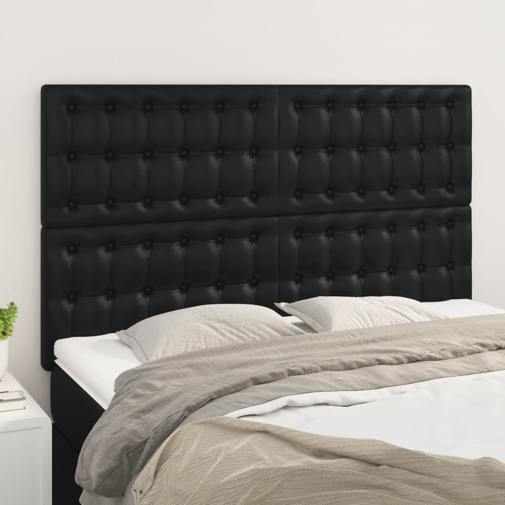 Testiera Nera 144x5x118/128 cm in Similpelle | homemem39
