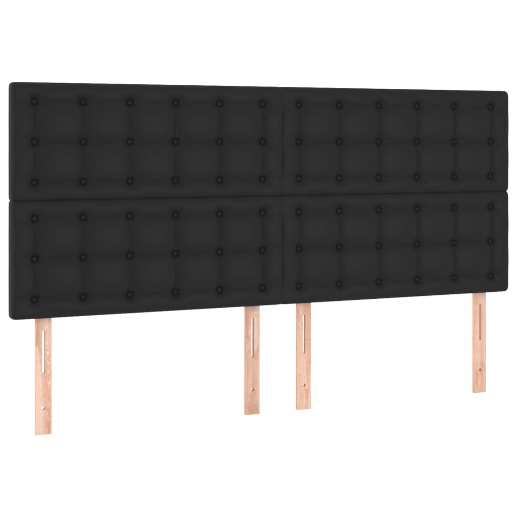Testiera Nera 180x5x118/128 cm in Similpelle