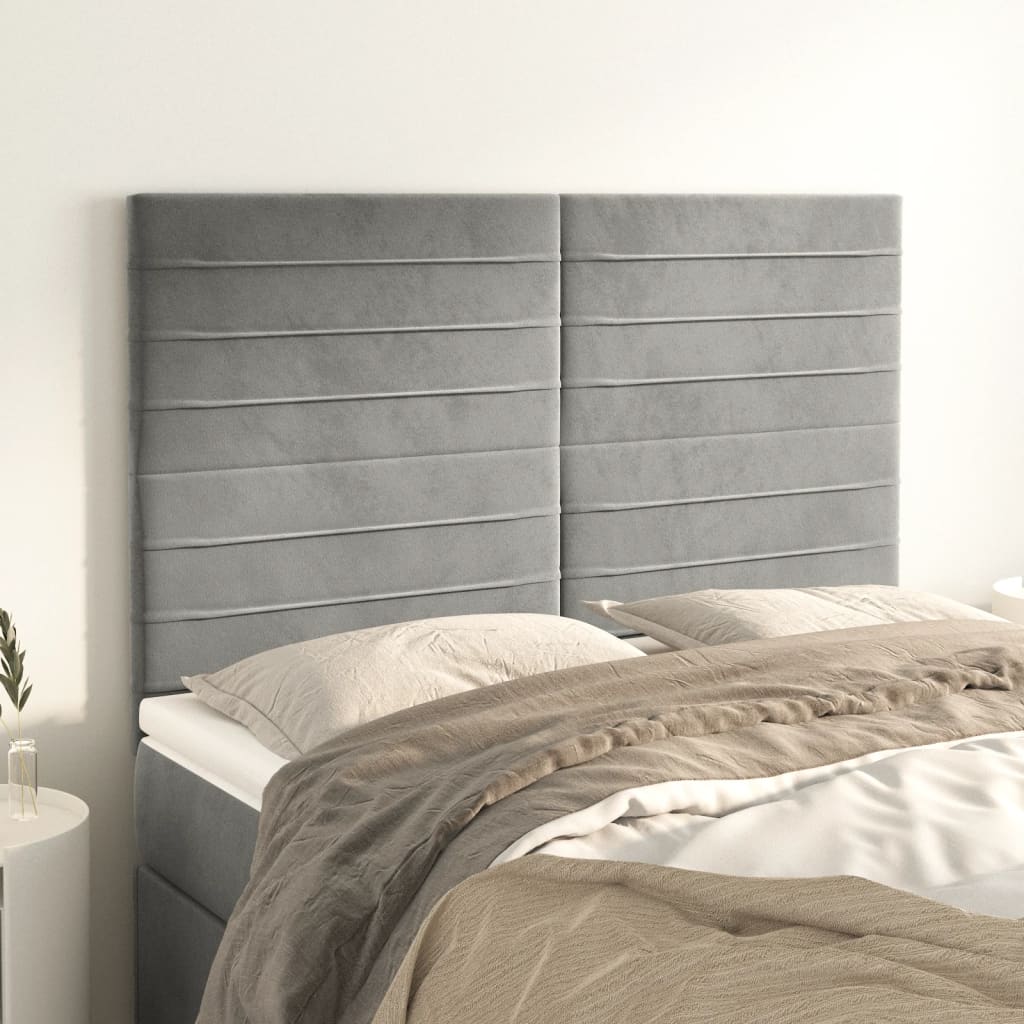Testiere 4 pz Grigio Chiaro 72x5x78/88 cm in Velluto - homemem39
