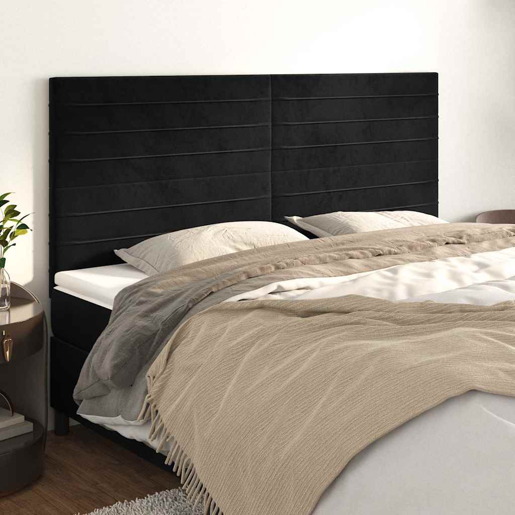 Testiera Nera 160x5x118/128 cm Velluto | homemem39