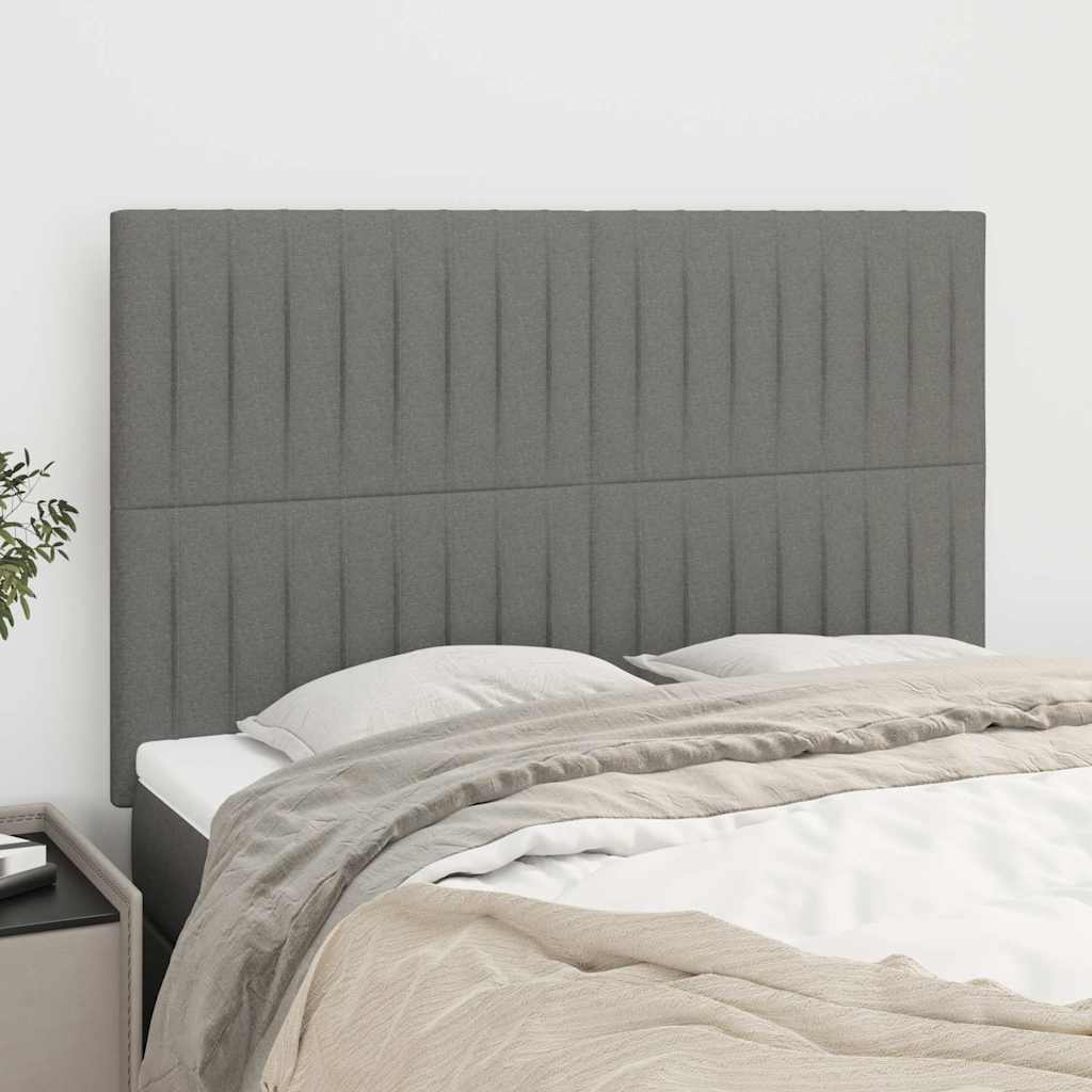Testiera Grigio Scuro 144x5x118/128 cm Tessuto