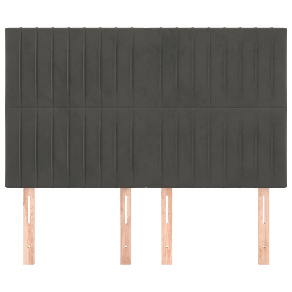 Testiere 4 pz Grigio Scuro 72x5x78/88 cm in Velluto - homemem39