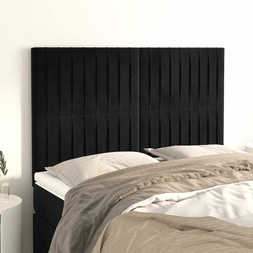 Testiera Nera 144x5x118/128 cm Velluto | homemem39