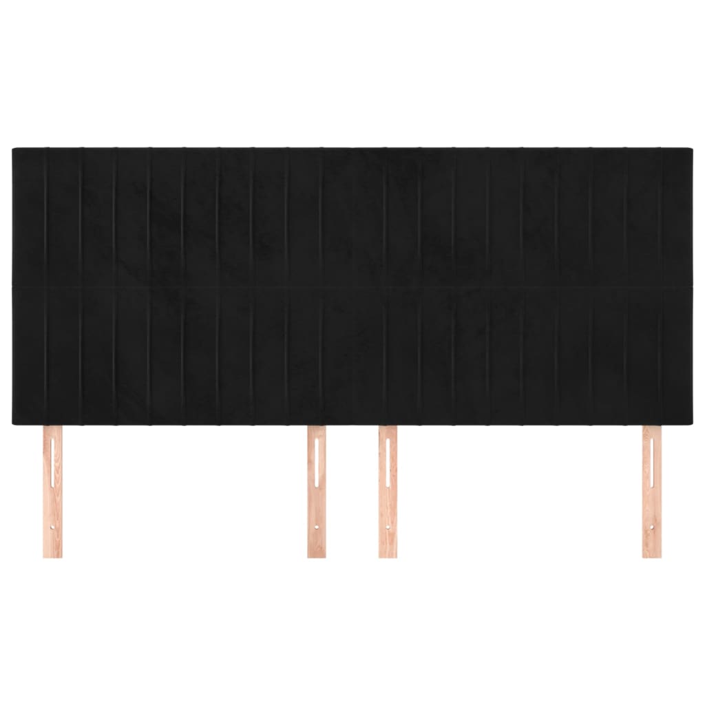 Testiera 4 pz Nera 80x5x78/88 cm in Velluto - homemem39