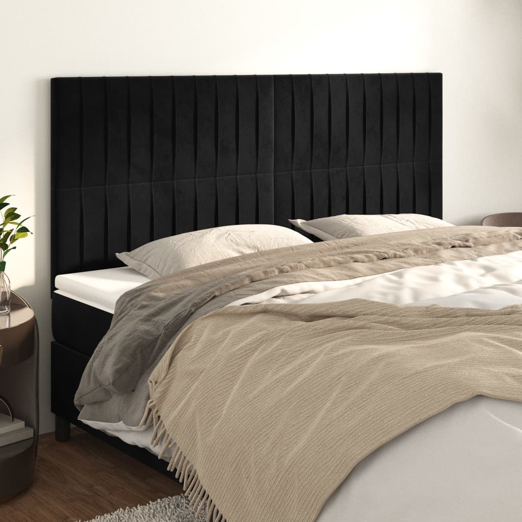 Testiera Nera 160x5x118/128 cm Velluto | homemem39