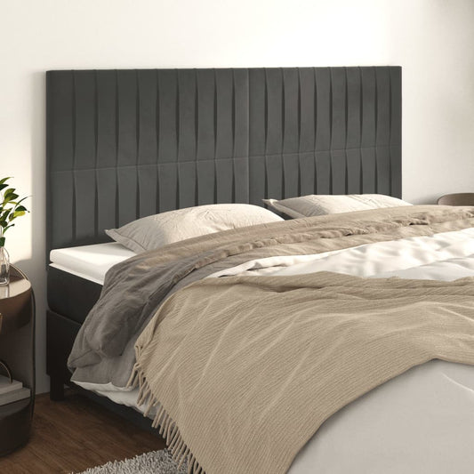 Testiera Grigio Scuro 180x5x118/128 cm Velluto