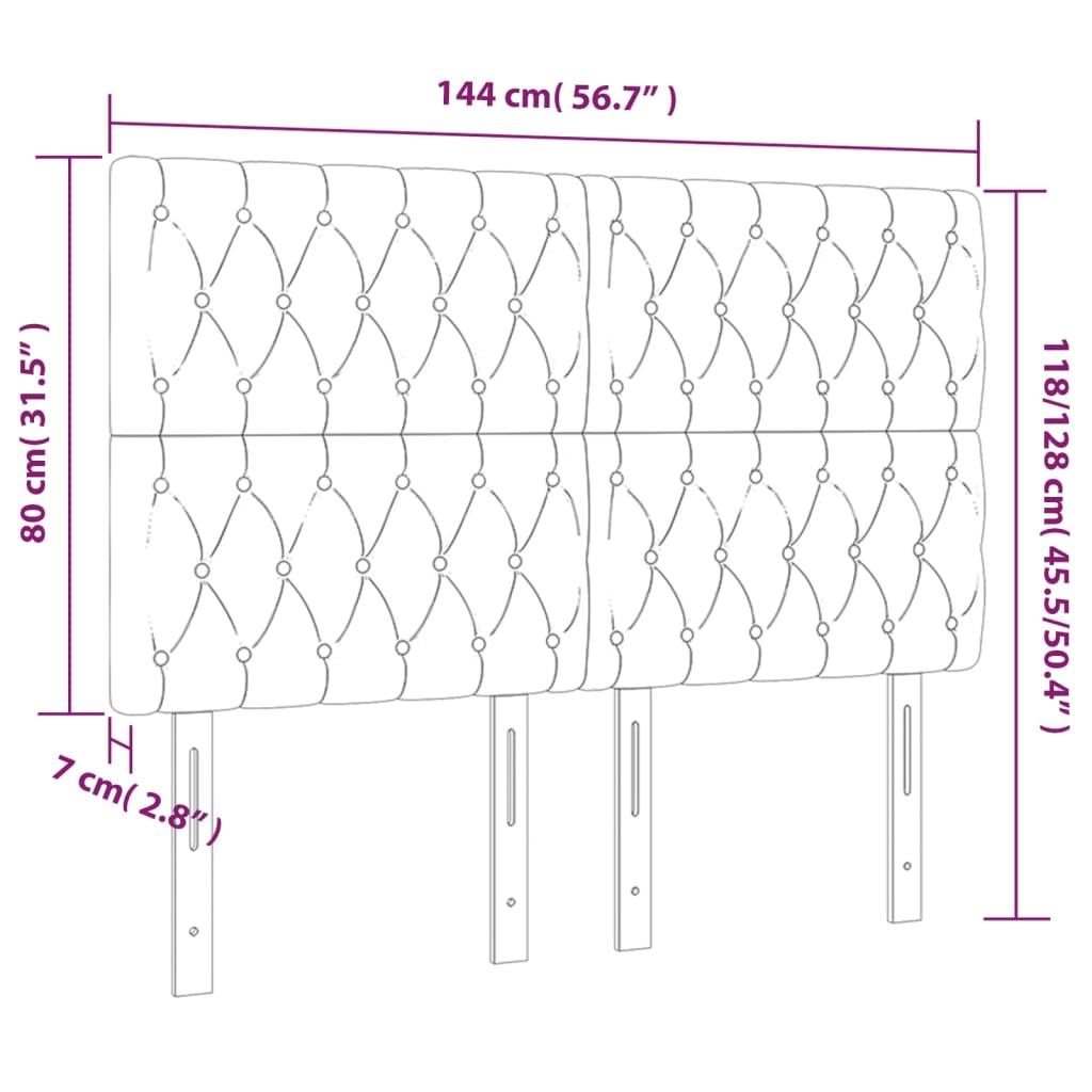 Testiere 4 pz Tortora 72x7x78/88 cm in Tessuto