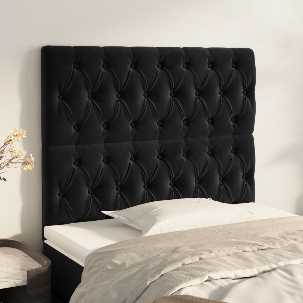Testiera Nera 90x7x118/128 cm Velluto