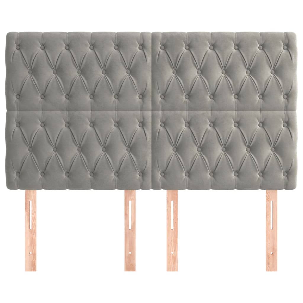 Testiere 4 pz Grigio Chiaro 72x7x78/88 cm in Velluto - homemem39