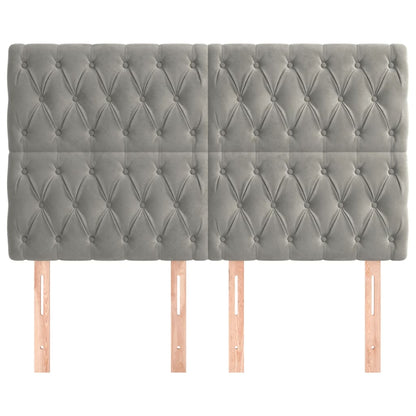 Testiere 4 pz Grigio Chiaro 72x7x78/88 cm in Velluto - homemem39