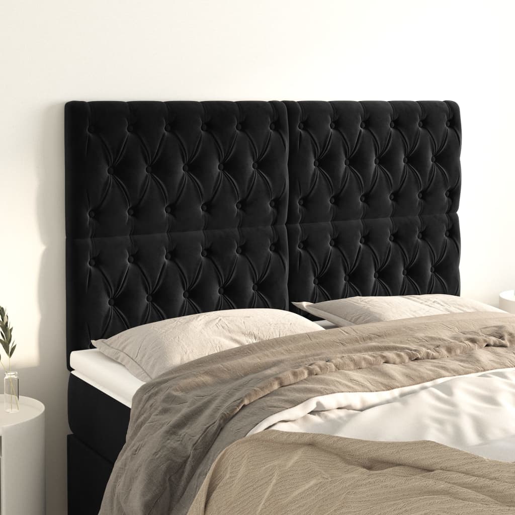 Testiera Nera 144x7x118/128 cm Velluto