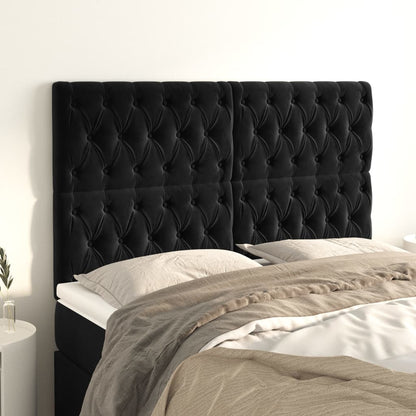 Testiera Nera 144x7x118/128 cm Velluto