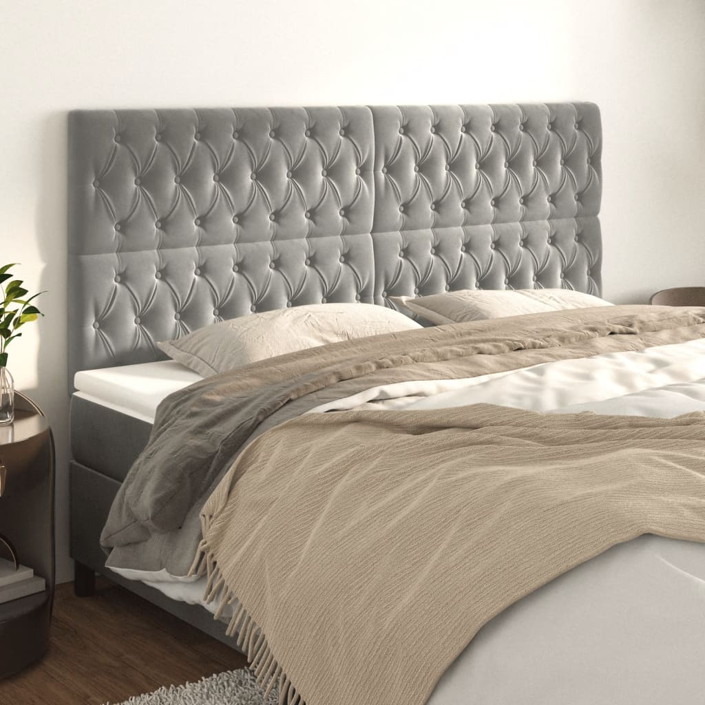 Testiera Grigio Chiaro 180x7x118/128 cm Velluto | homemem39
