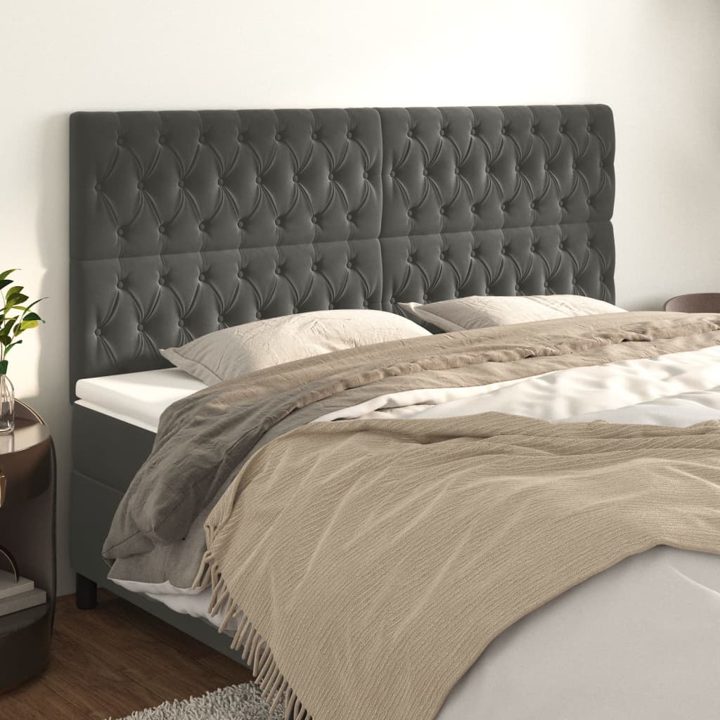 Testiera Grigio Scuro 180x7x118/128 cm Velluto