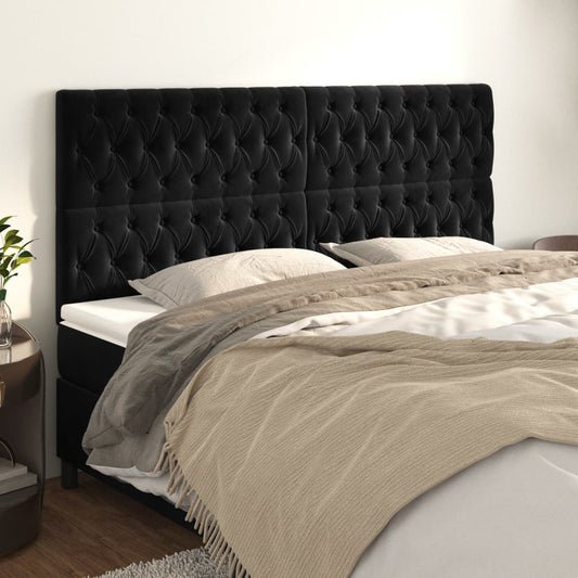 Testiera Nera 180x7x118/128 cm Velluto