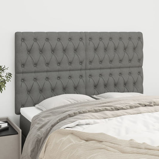 Testiera Grigio Scuro 144x5x118/128 cm Tessuto
