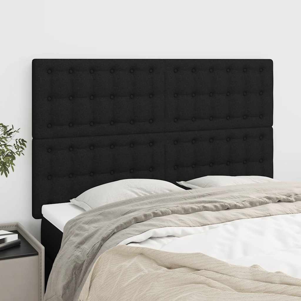 Testiera Nera 144x5x118/128 cm Tessuto