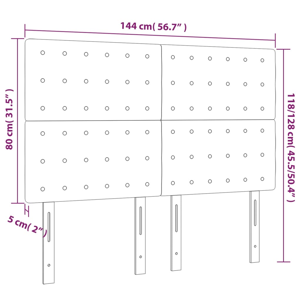 Testiere 4 pz Tortora 72x5x78/88 cm in Tessuto