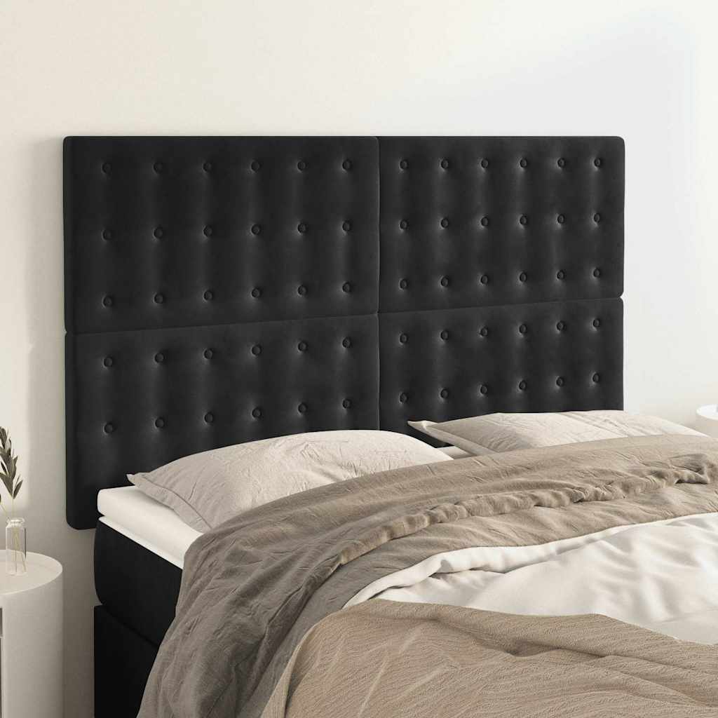 Testiera Nera 144x5x118/128 cm Velluto | homemem39