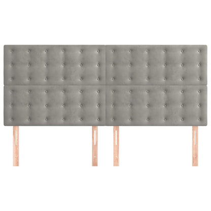 Testiera 4 pz Grigio Chiaro 90x5x78/88 cm in Velluto - homemem39
