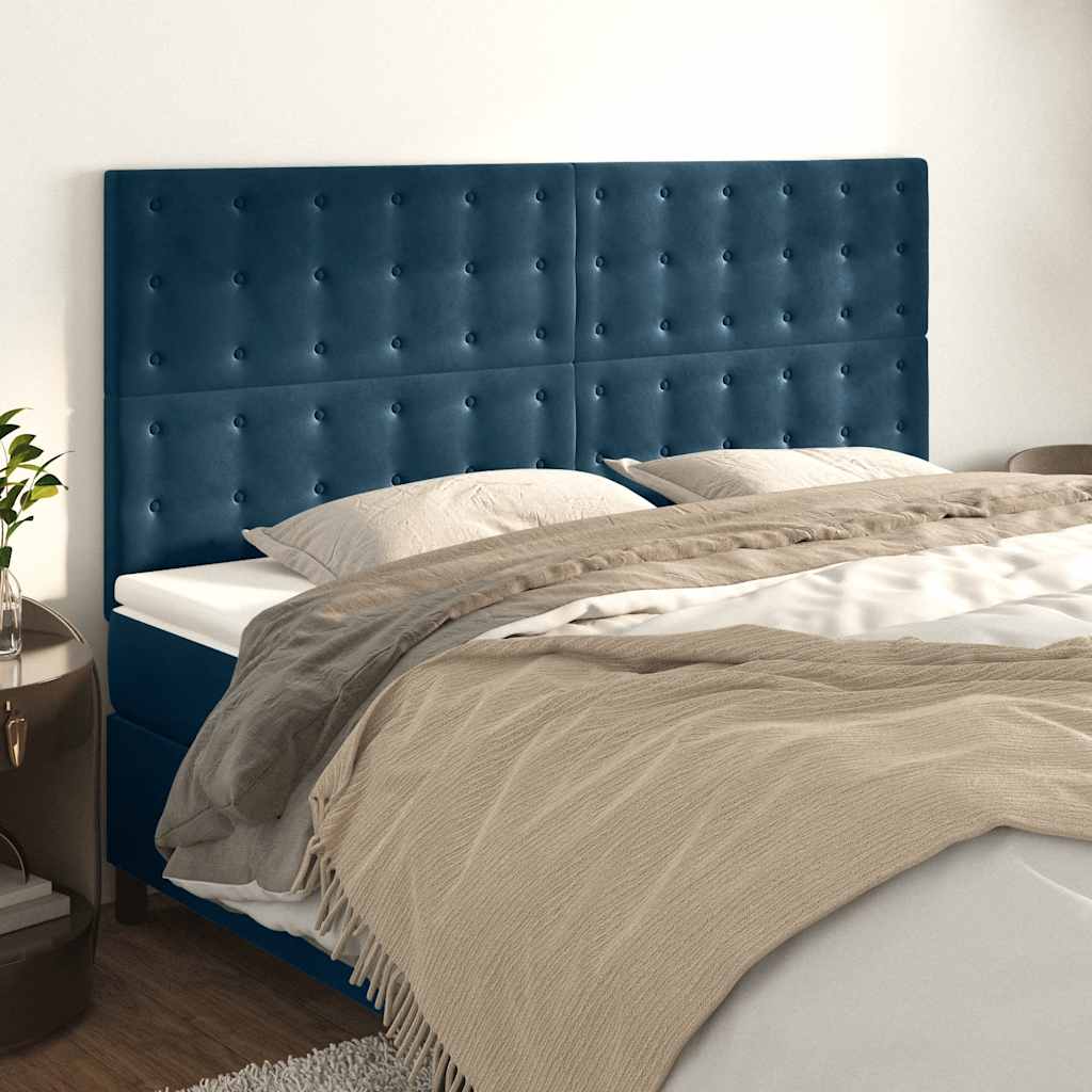 Testiera Blu Scuro 180x5x118/128 cm Velluto | homemem39
