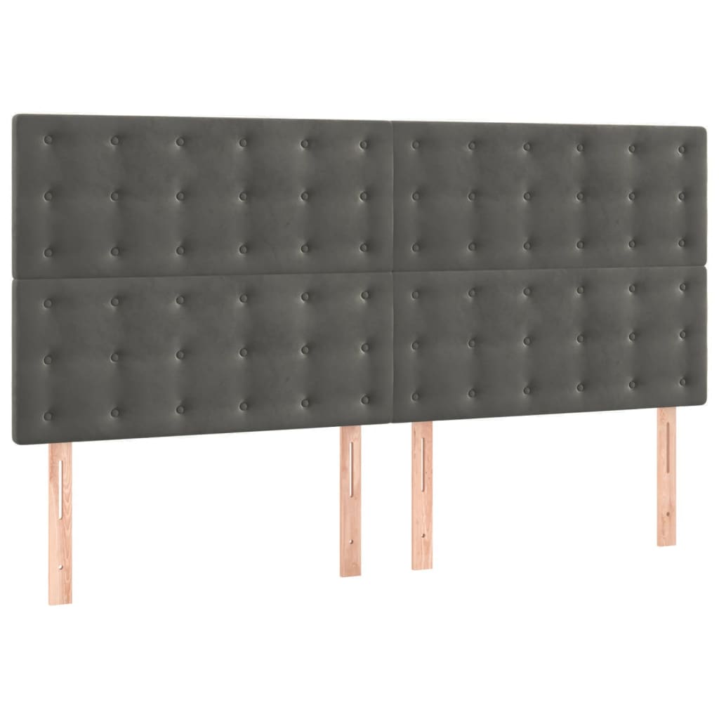 Testiera Grigio Scuro 200x5x118/128 cm Velluto