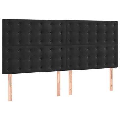 Testiera Nera 200x5x118/128 cm Velluto