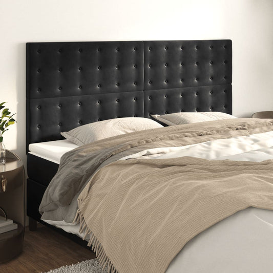Testiera Nera 200x5x118/128 cm Velluto