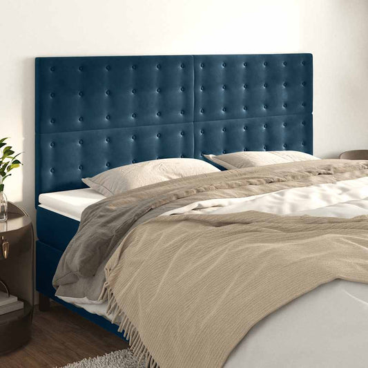 Testiera Blu Scuro 200x5x118/128 cm Velluto