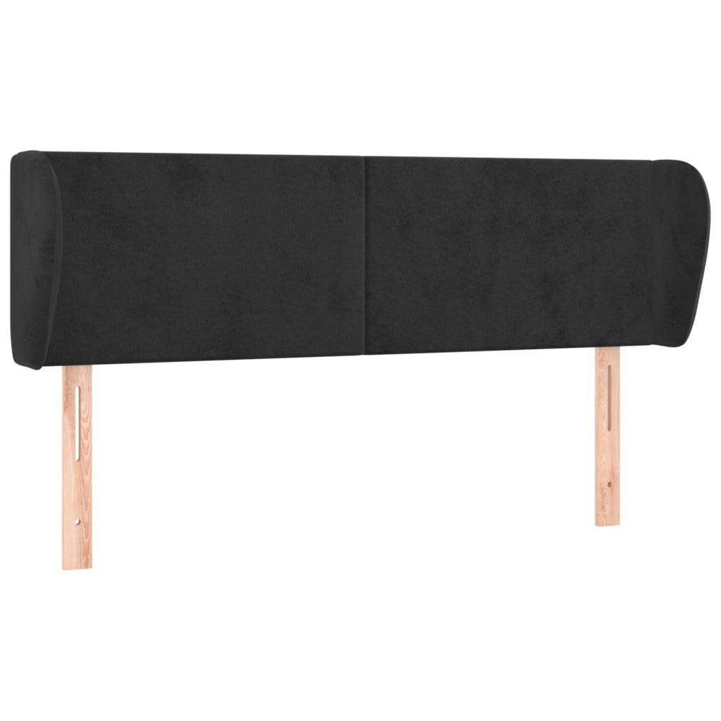 Testiera ad Orecchio Nera 147x23x78/88 cm in Velluto | homemem39