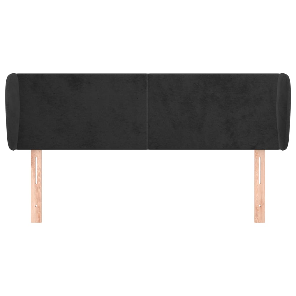Testiera ad Orecchio Nera 147x23x78/88 cm in Velluto | homemem39