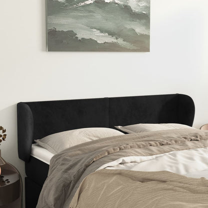 Testiera ad Orecchio Nera 147x23x78/88 cm in Velluto | homemem39