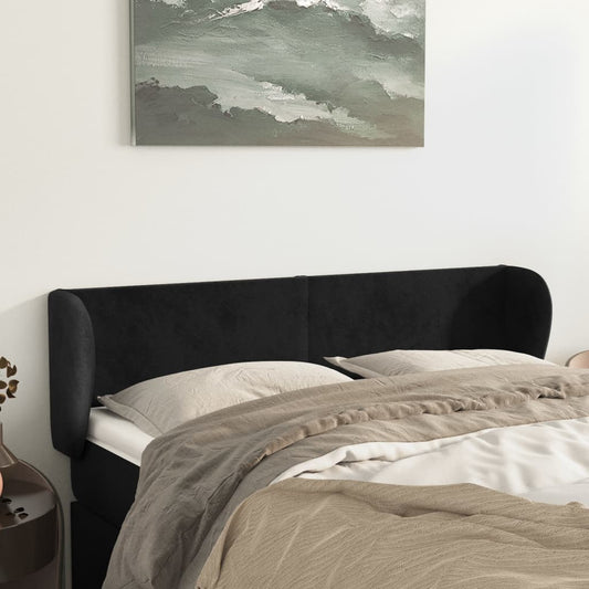 Testiera ad Orecchio Nera 147x23x78/88 cm in Velluto | homemem39